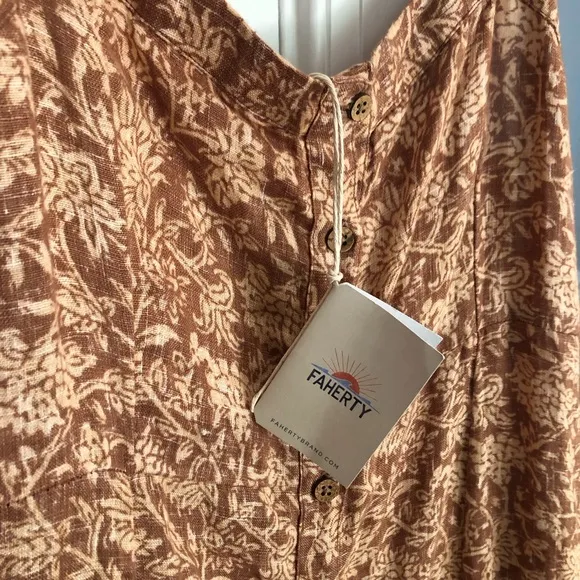 New w Tag: Faherty Kendall Dress. Linen. Size Medium