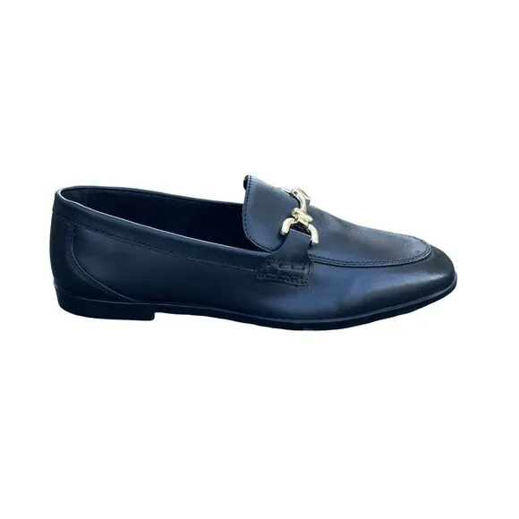New Zara Women Flat Split Leather Women's Black Loafers US Size 9 UK 7 EUR 40