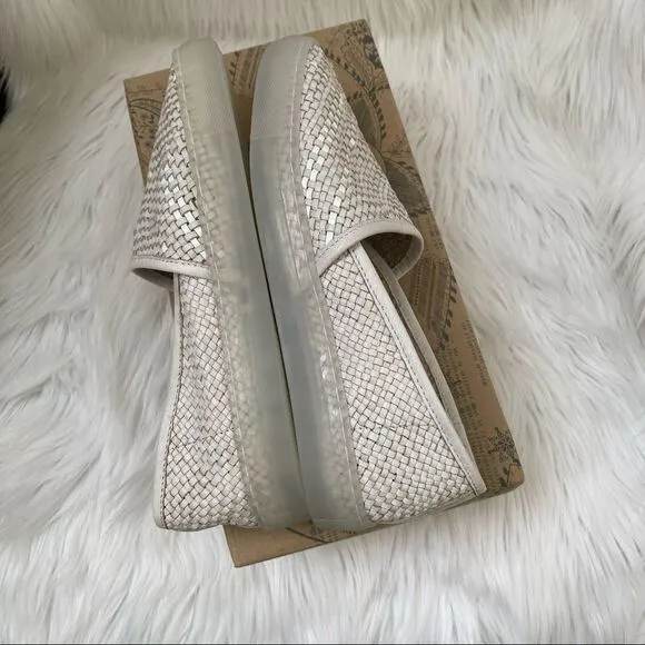 NEW Free People Santorini white woven leather slip on sneakers 8