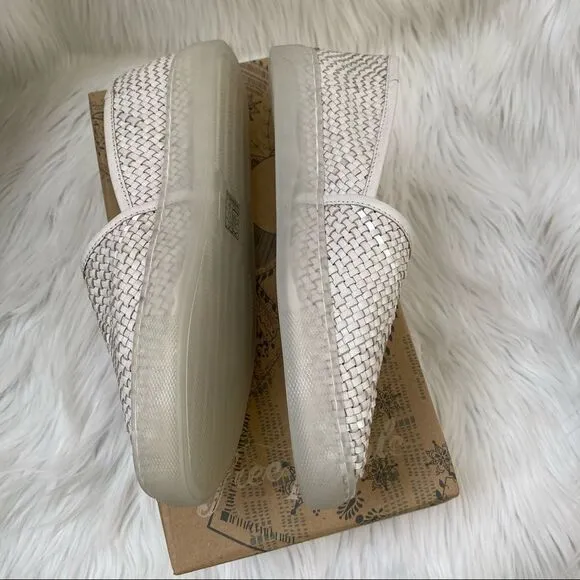 NEW Free People Santorini white woven leather slip on sneakers 8