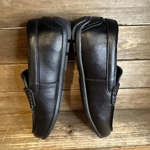 NIB Big‎ Kids Nordstrom Black Faux Leather Casual Comfort Penny Loafers Size 3 Y