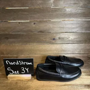 NIB Big‎ Kids Nordstrom Black Faux Leather Casual Comfort Penny Loafers Size 3 Y