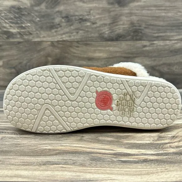NIB Born Zoe Wool Shearling 8M Slip On Clogs Slides Cognac