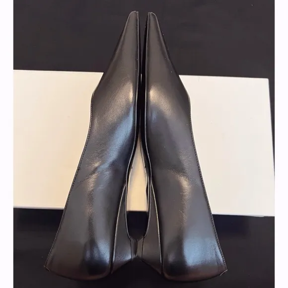 NIB COS Black Pointed Toe Kitten Heel Pumps Flats Leather Size 7