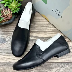 NIB Earth Origins Ryanne 8W WIDE Black Leather Comfort Loafer Casual Flats