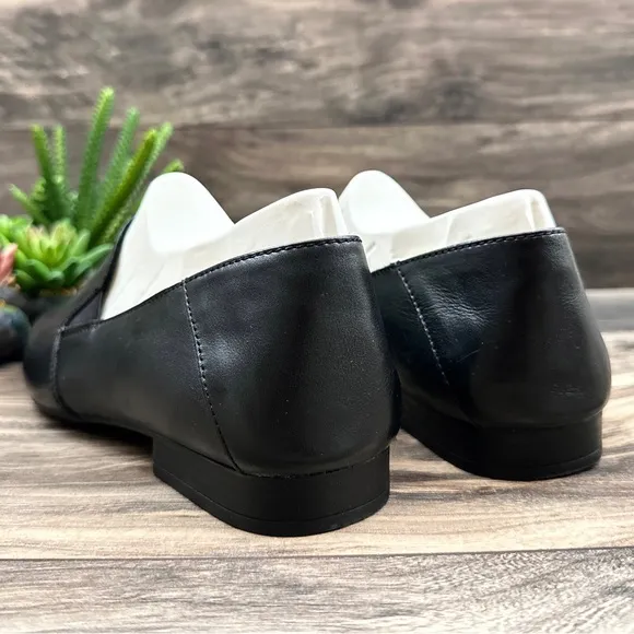 NIB Earth Origins Ryanne 8W WIDE Black Leather Comfort Loafer Casual Flats