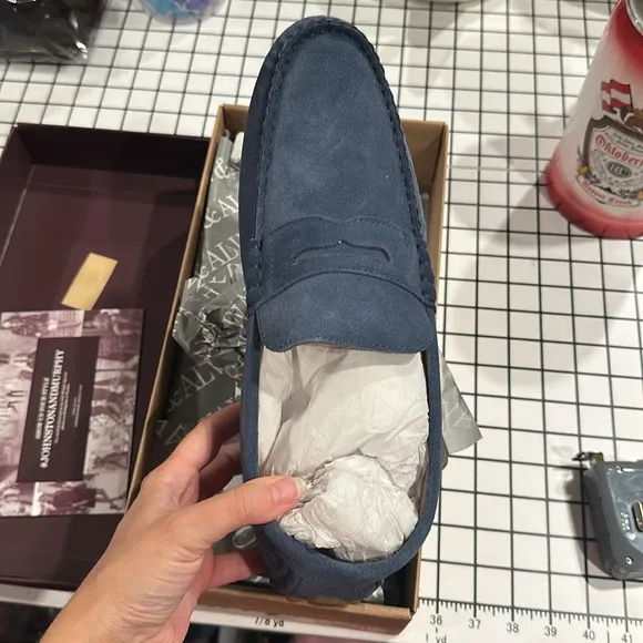 NIB Johnston &amp; Murphy Blue Slip-On Loafers Athens Denim Suede