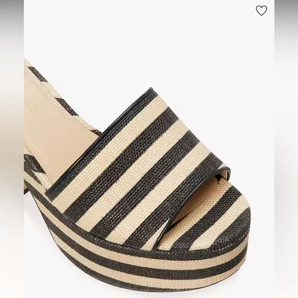 NIB Kate Spade Ibiza Raffia Black/Beach Sand Slides Sz. 9B