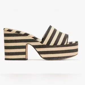NIB Kate Spade Ibiza Raffia Black/Beach Sand Slides Sz. 9B