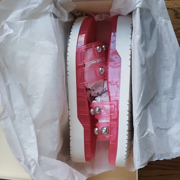 NIB Marc Fisher LTD Pink Jelly Trent Platform Sandal Women's Size 6