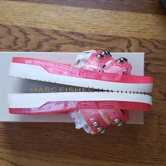 NIB Marc Fisher LTD Pink Jelly Trent Platform Sandal Women's Size 6