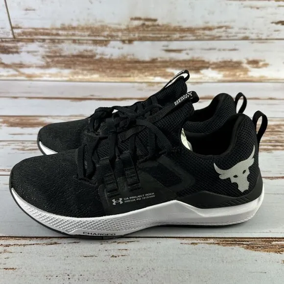 NIB MEN UNDER ARMOUR 3023006-002 UA PROJECT ROCK BSR BLACK/WHITE SHOE SNEAKERS