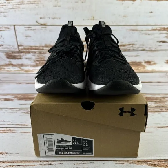 NIB MEN UNDER ARMOUR 3023006-002 UA PROJECT ROCK BSR BLACK/WHITE SHOE SNEAKERS