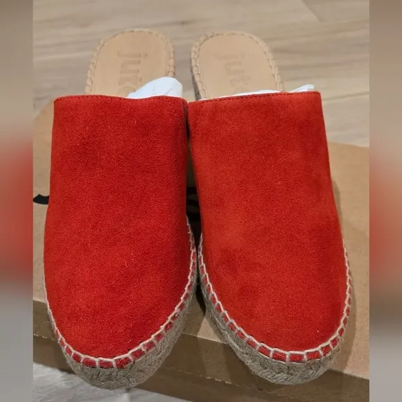 NIB Red Jutelia Open Back Wedge Espadrilles