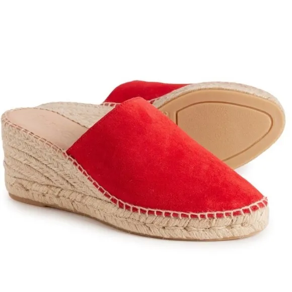 NIB Red Jutelia Open Back Wedge Espadrilles