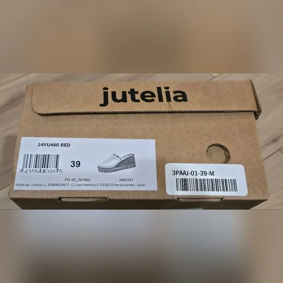 NIB Red Jutelia Open Back Wedge Espadrilles