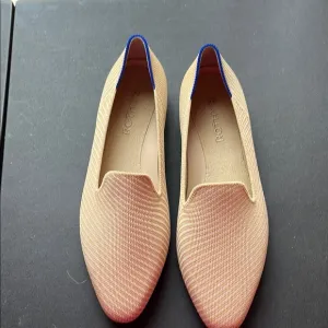 NIB Rothy's Chai Twill Beige and Blue Loafers Size 8.5