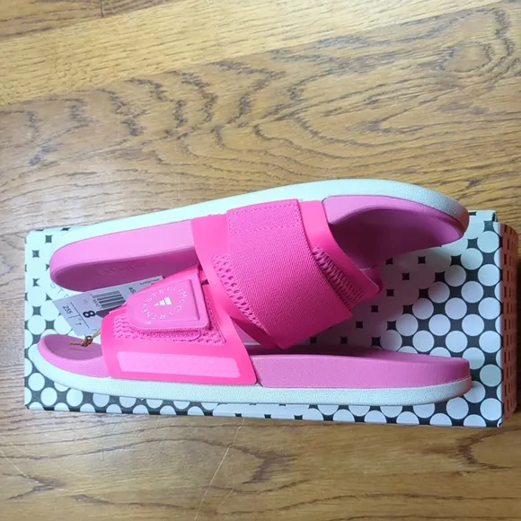 NIB Stella McCartney Slides In Barbie Pink Adidas Collab Women's Size 8