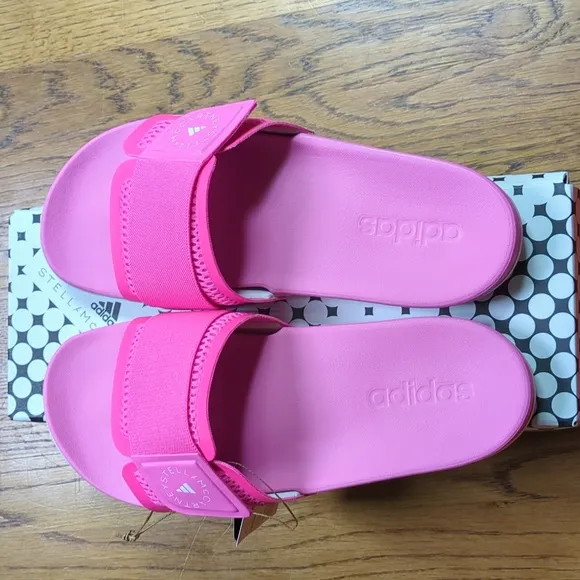 NIB Stella McCartney Slides In Barbie Pink Adidas Collab Women's Size 8