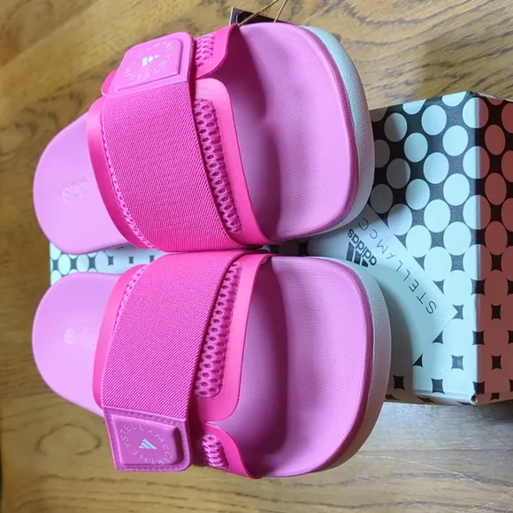 NIB Stella McCartney Slides In Barbie Pink Adidas Collab Women's Size 8