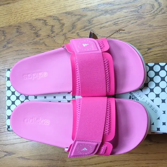 NIB Stella McCartney Slides In Barbie Pink Adidas Collab Women's Size 8