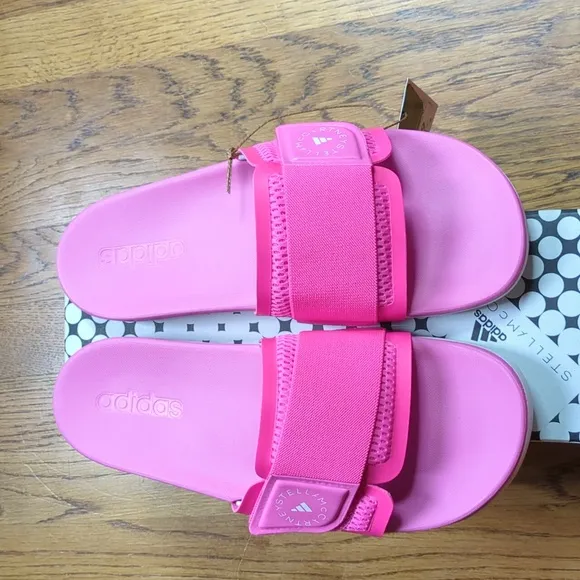 NIB Stella McCartney Slides In Barbie Pink Adidas Collab Women's Size 9
