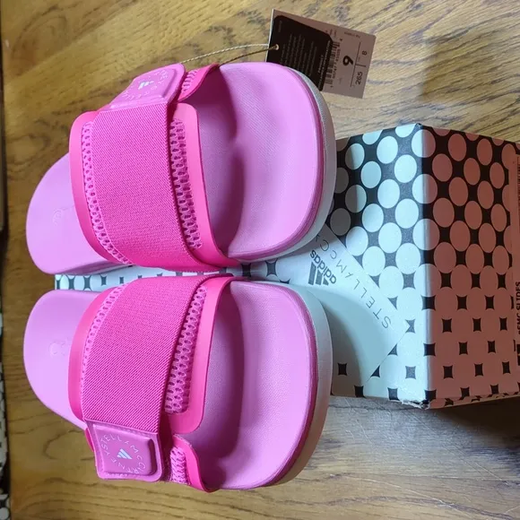 NIB Stella McCartney Slides In Barbie Pink Adidas Collab Women's Size 9