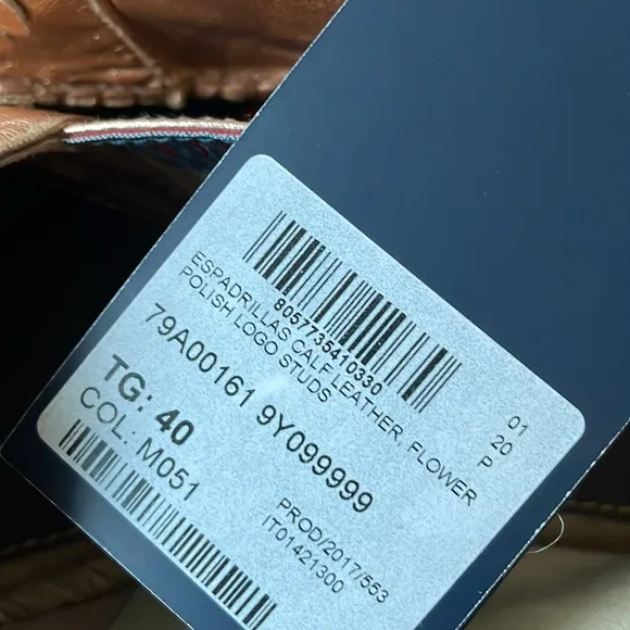 NIB Trussardi Jeans made in Spain leather 3d floral rose gold espadrilles
