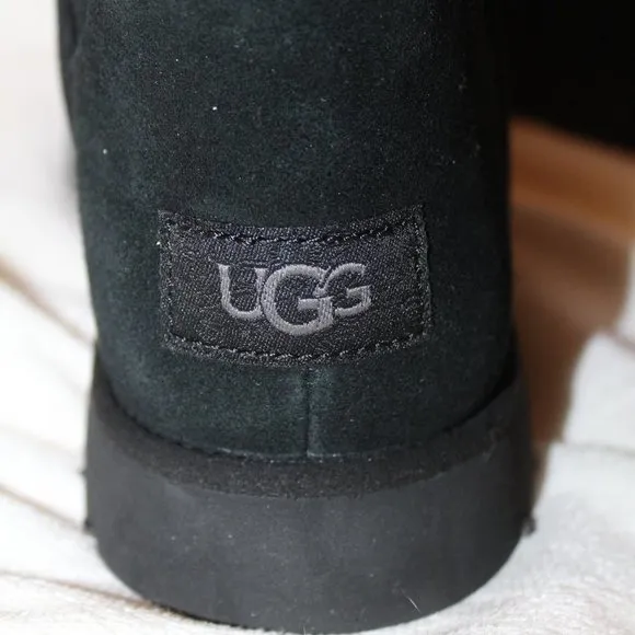 NIB UGG MINI SUEDE SHEARLING LINED‎ ANKLE BOOTIES BOOTS BLACK