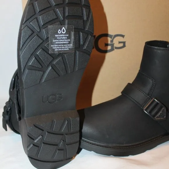 NIB UGG YOUTH 4 5 6 WOMEN'S  6.5-7 AND 7.5-8 LEATHER WATERPROOF SHORT MOTO BOOTS