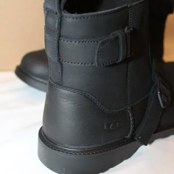 NIB UGG YOUTH 4 5 6 WOMEN'S  6.5-7 AND 7.5-8 LEATHER WATERPROOF SHORT MOTO BOOTS