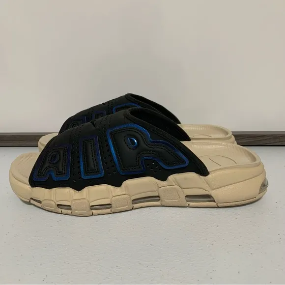 Nike Air More Uptempo “Black/Multi-Color/Sanddrift/Clear” Slides-Size 7 NWOT