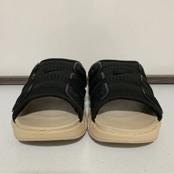 Nike Air More Uptempo “Black/Multi-Color/Sanddrift/Clear” Slides-Size 7 NWOT