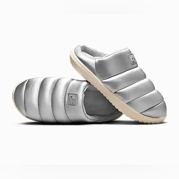 Nike Burrow SE Slides Slippers Silver Light Puffer FZ7940 001 Women's Size 7 New