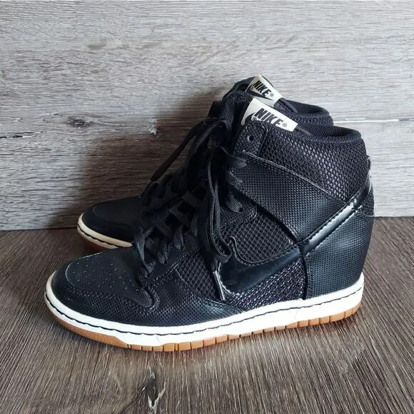 Nike Dunk Sky Hi Mesh Hidden Wedge Sneakers Black - Women's 6 - 579763-001