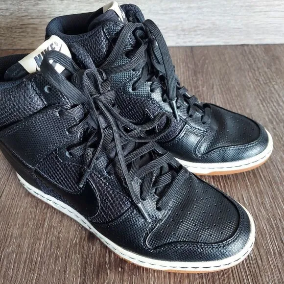 Nike Dunk Sky Hi Mesh Hidden Wedge Sneakers Black - Women's 6 - 579763-001