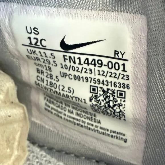 Nike Flex Runner 3 Grey/White Toddler Mesh Sneakers - SZ 12 C