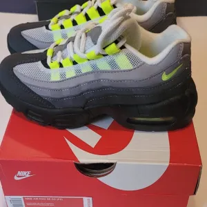 Nike Gray and Green Air Max 95 Sneakers with Visible Air Cushioning