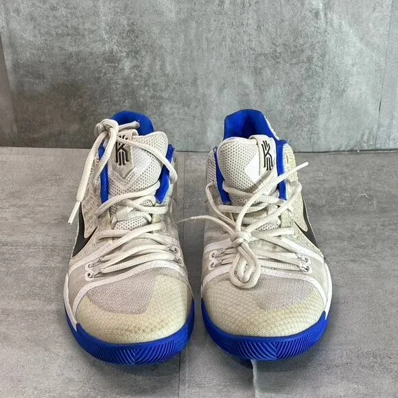 NIKE Kid's White-Blue Kyrie 3 GS Mesh Lace-Up Basketball Sneakers SZ 7Y