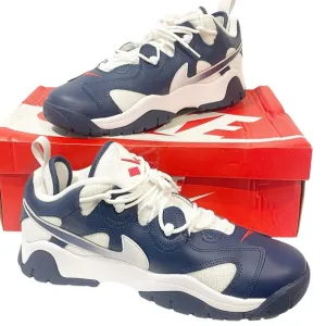 NIKE Men’s Size 12 Air Barrage Blue &amp; White Mesh Leather Sneakers NEW