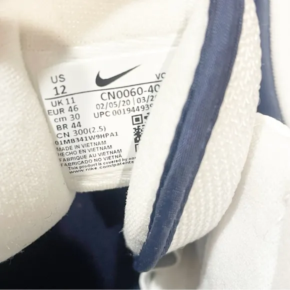 NIKE Men’s Size 12 Air Barrage Blue &amp; White Mesh Leather Sneakers NEW