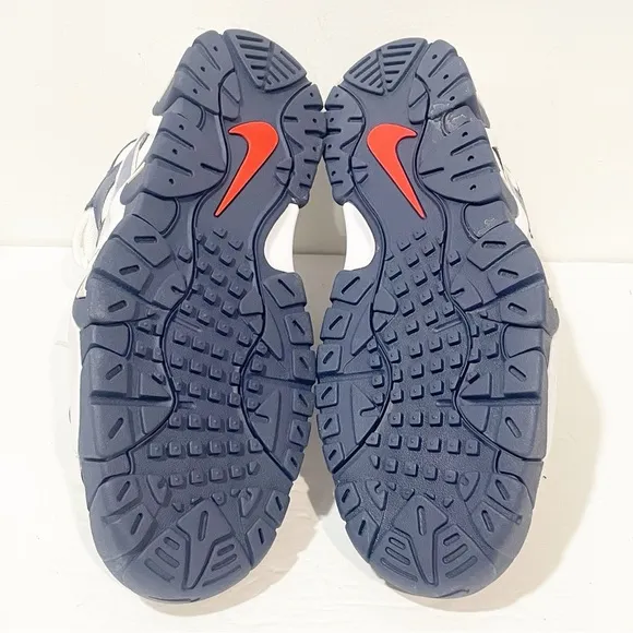 NIKE Men’s Size 12 Air Barrage Blue &amp; White Mesh Leather Sneakers NEW