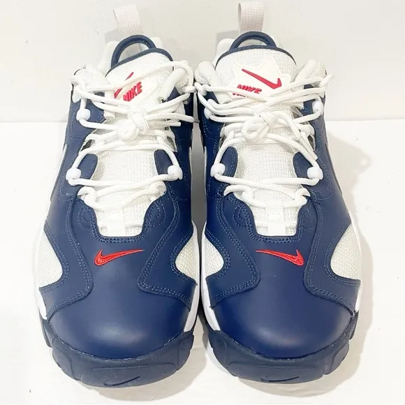 NIKE Men’s Size 12 Air Barrage Blue &amp; White Mesh Leather Sneakers NEW