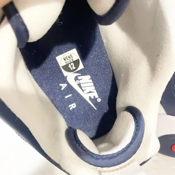 NIKE Men’s Size 12 Air Barrage Blue &amp; White Mesh Leather Sneakers NEW