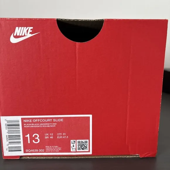 Nike Offcourt Black/Red Men's Slides Sandals - Size 13 NWB BQ4639-002