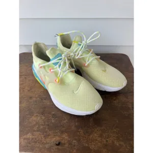 Nike React Presto Flyknit Sneakers Size 12 Yellow/Blue Mesh Upper Athletic