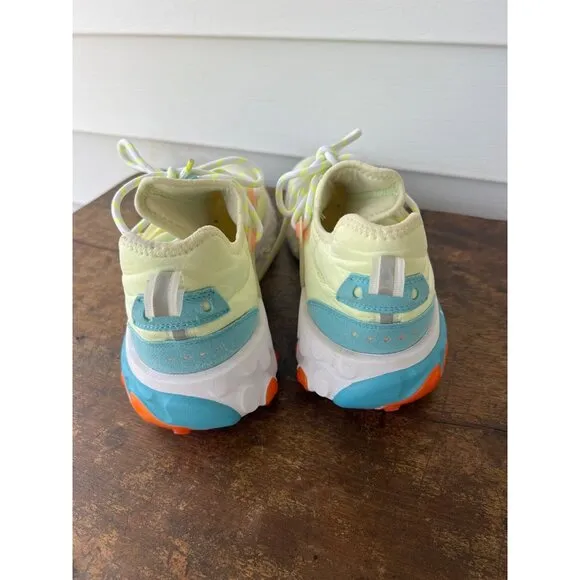 Nike React Presto Flyknit Sneakers Size 12 Yellow/Blue Mesh Upper Athletic