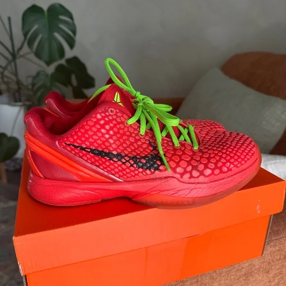 Nike Red and Green Sneakers with Textured Mesh