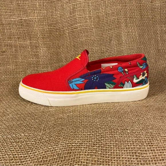 Nike Red Floral Slip-On Sneakers