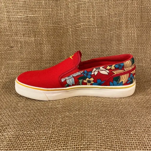 Nike Red Floral Slip-On Sneakers